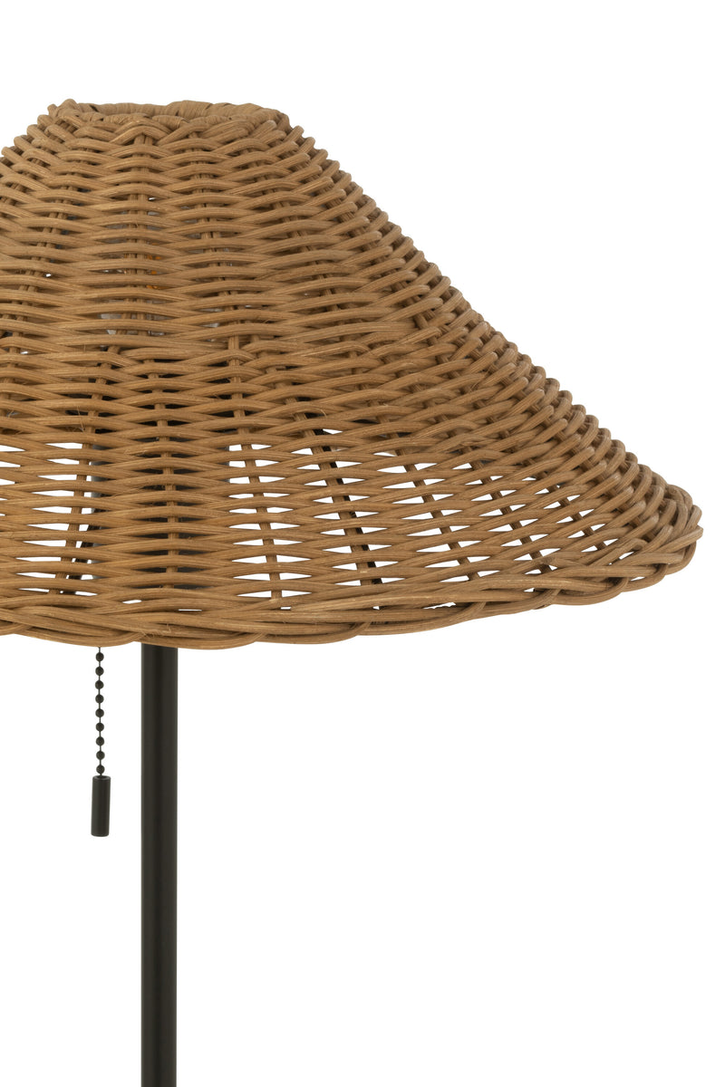 2er-Set Premium Tischlampe aus Metall und Rattan in Schwarz und Naturell