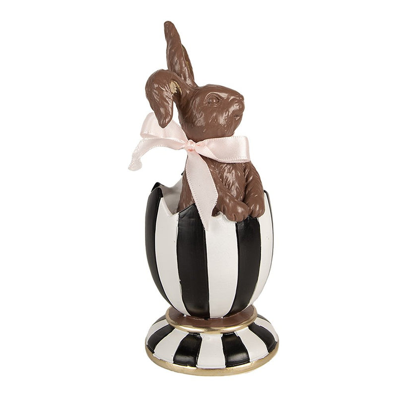 Decorative Rabbit in Egg Brown White 8x19 cm