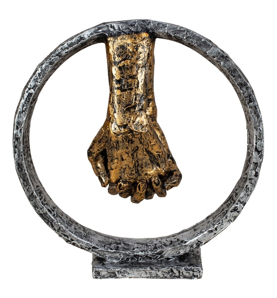 Skulptur Verbundenheit Hand in Hand Silber Gold 22 cm