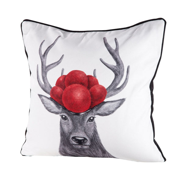 Bollenhut hertenkussen set van 3, wasbaar, 45x45 cm, crème