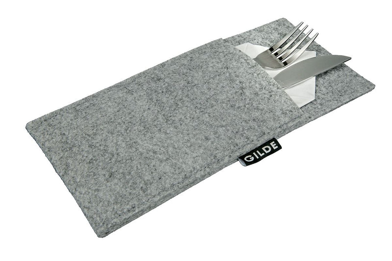 Felt cutlery bags light grey plain, 12 pieces