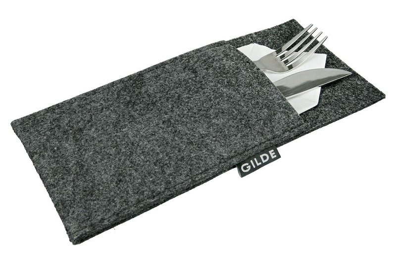 Felt cutlery bags dark grey plain, 12 pieces