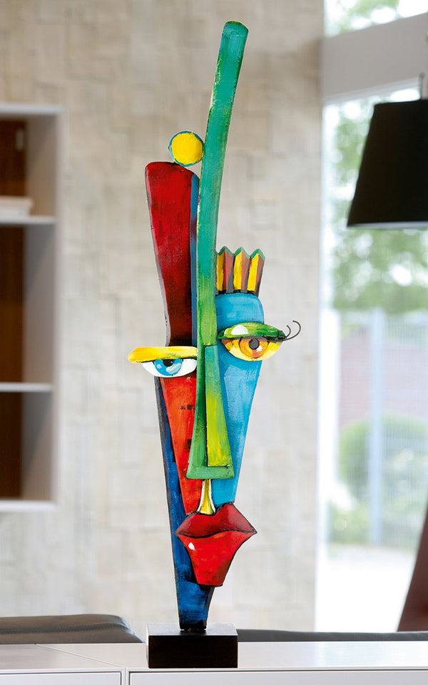 Abstracte schoonheid handgemaakte metalen sculptuur 'Alta Fronte' met kleurrijk ontwerp