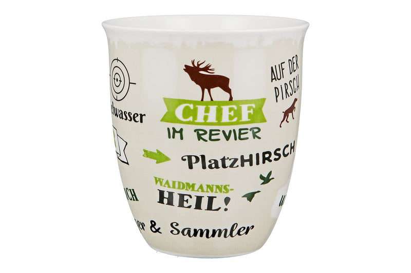 Wild & Ungezähmt - 6er Set Porzellan Jumbo-Tassen in Grün/Braun/Weiß, 400 ml
