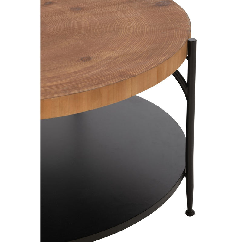 Metal wood coffee table Voni 80 cm, black/natural