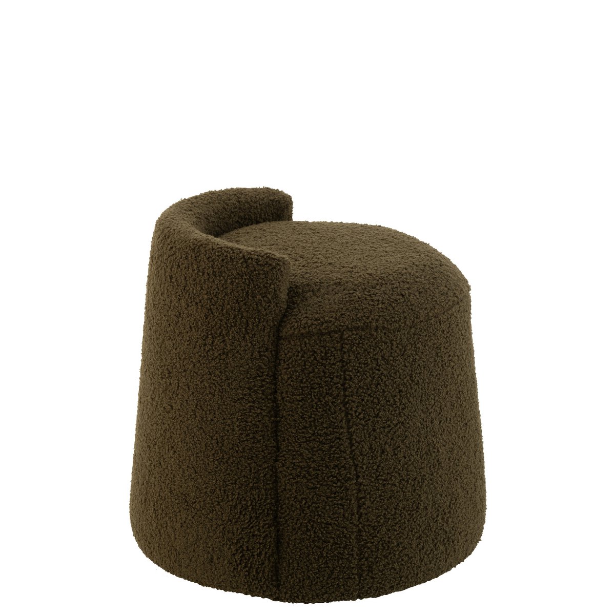 J-Line Poef Teddy Round+RugleUging Bouclé Green