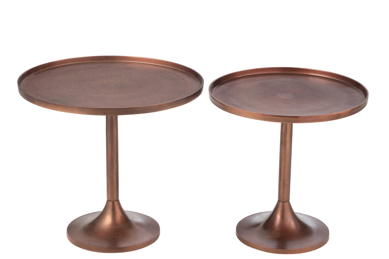 Set of 2 side tables - aluminum bronze