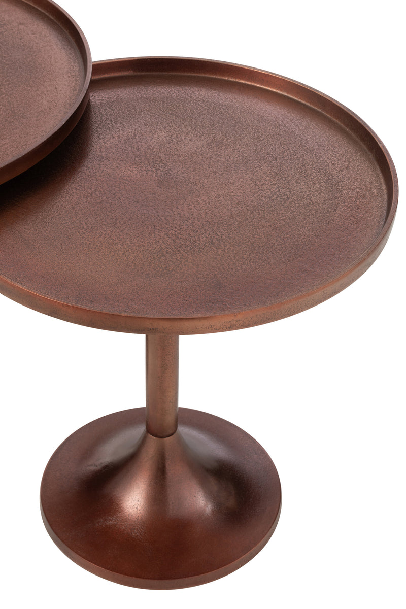 Set of 2 side tables - aluminum bronze