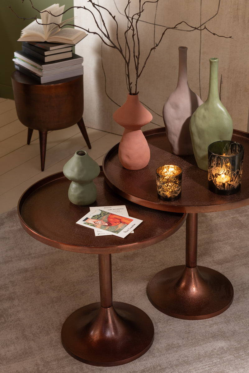 Set of 2 side tables - aluminum bronze