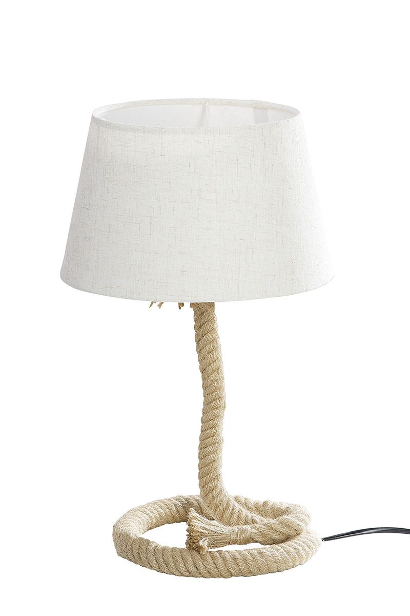Metal lamp "Tau-Design" small - maritime flair with rope and cream-colored shade, 40W