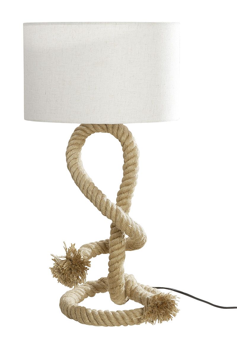 Metall Lampe "Tau-Design 2" mittel - Maritimes Flair mit Schiffstau und cremefarbenem Schirm