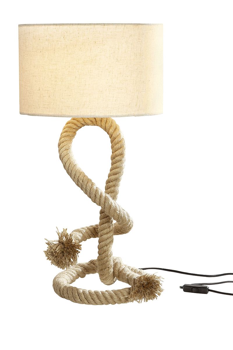 Metall Lampe "Tau-Design 2" mittel - Maritimes Flair mit Schiffstau und cremefarbenem Schirm