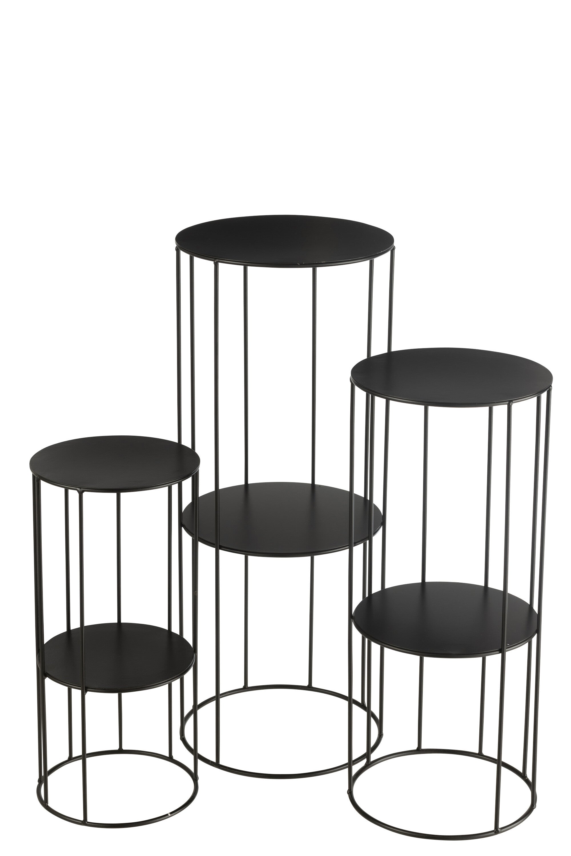 Elegantes 3er-Set Blumenständer - Metall Schwarz