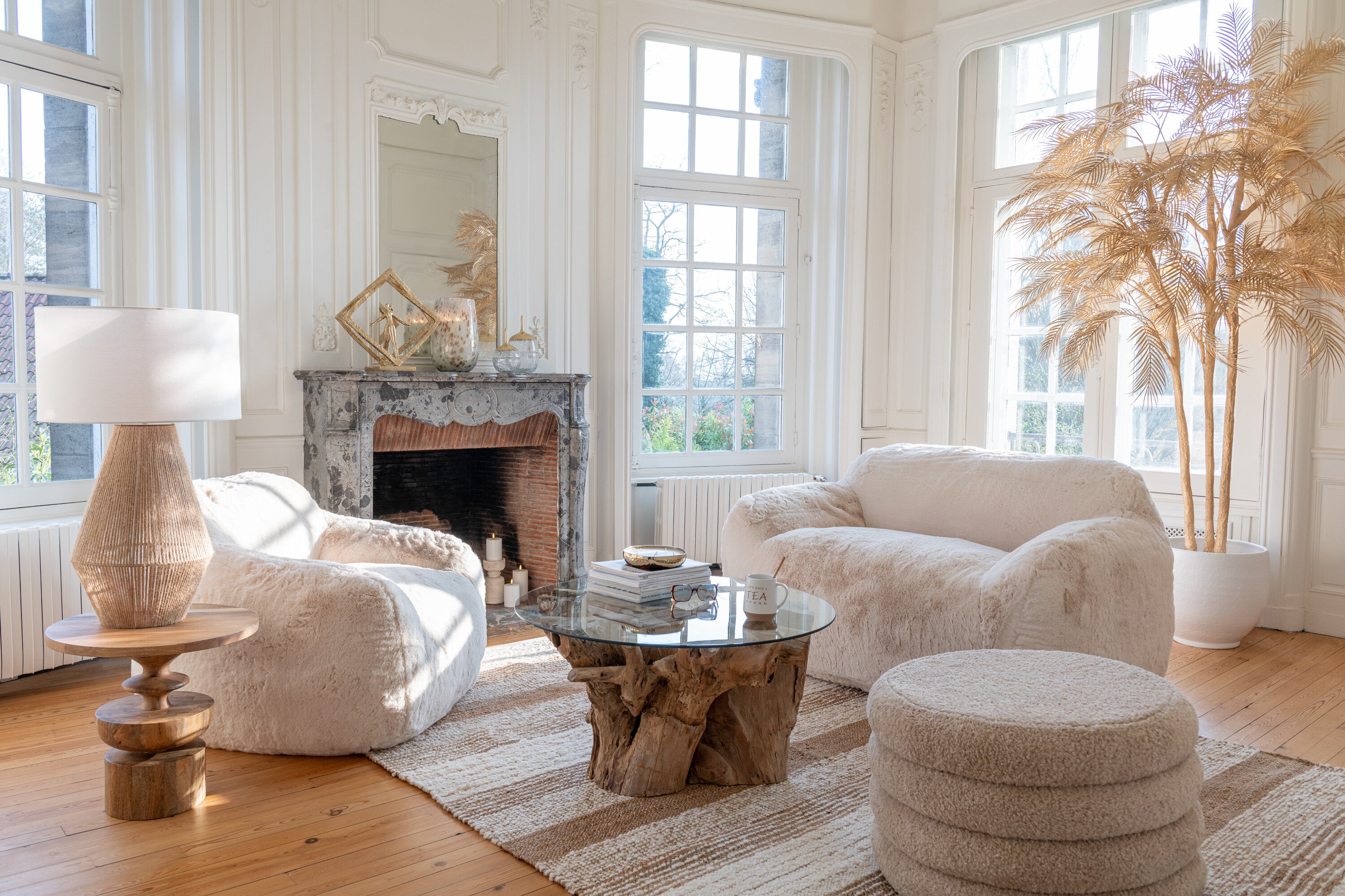 Sofa Cutie Lounge Sessel Creme Beige Flauschoptik