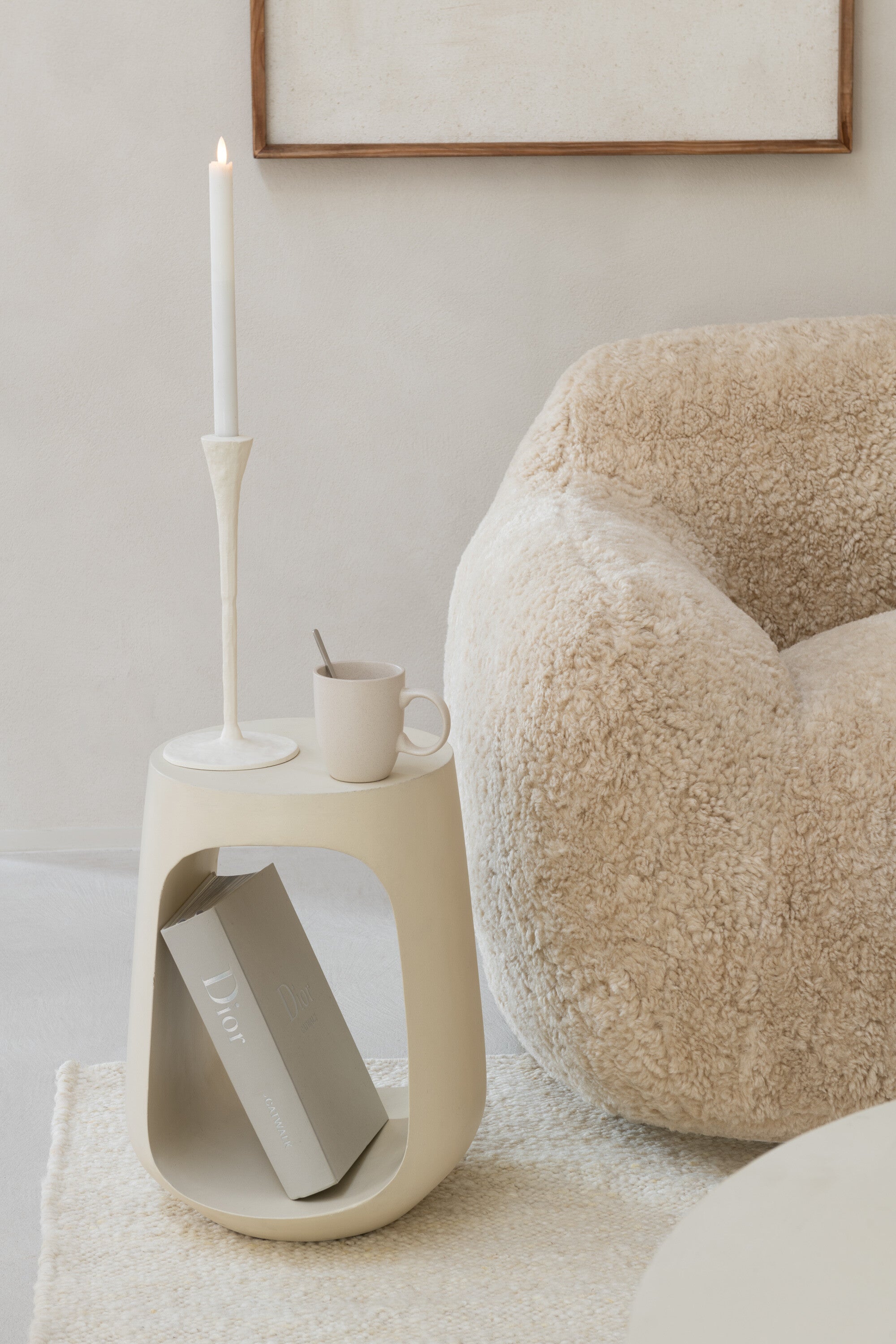 Sofa Cutie Lounge Sessel und 2 Sitzer Beige Natur Flauschoptik
