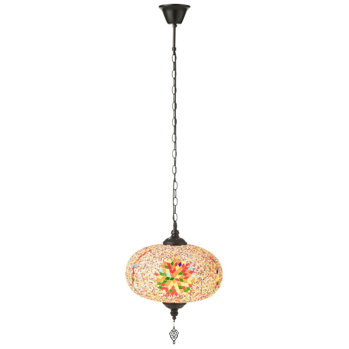 Orientalische Hängelampe mit Mosaik – Große Pendelleuchte in Orange