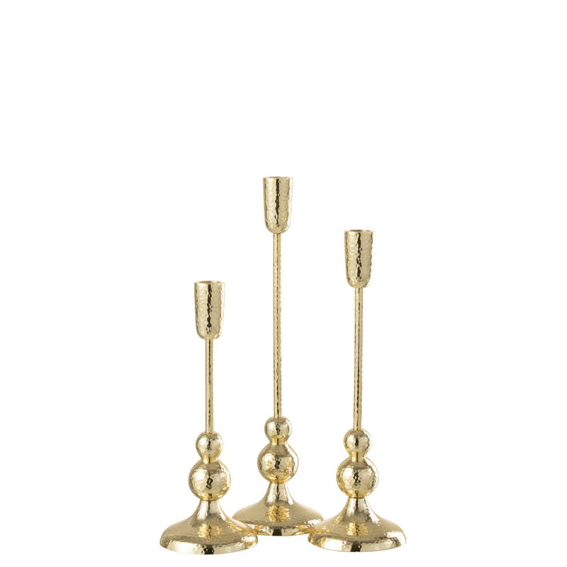 Elegant set of 3 Grane candle holders made of aluminum in gold