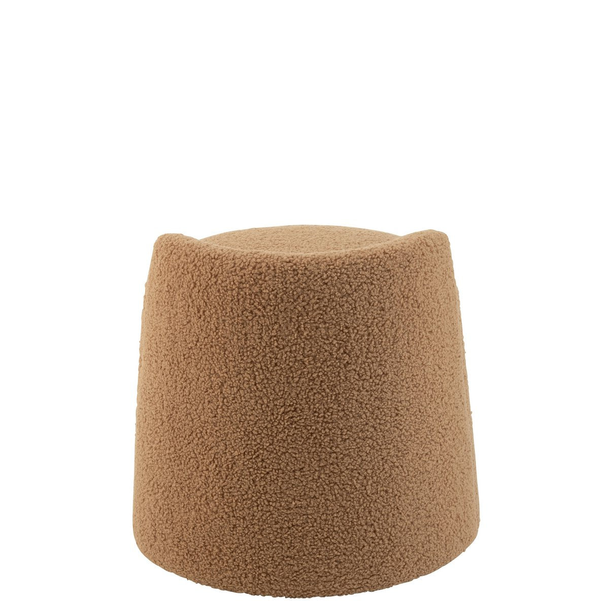 J-Line Poef Teddy Round+RugleUing Bouclé Camel