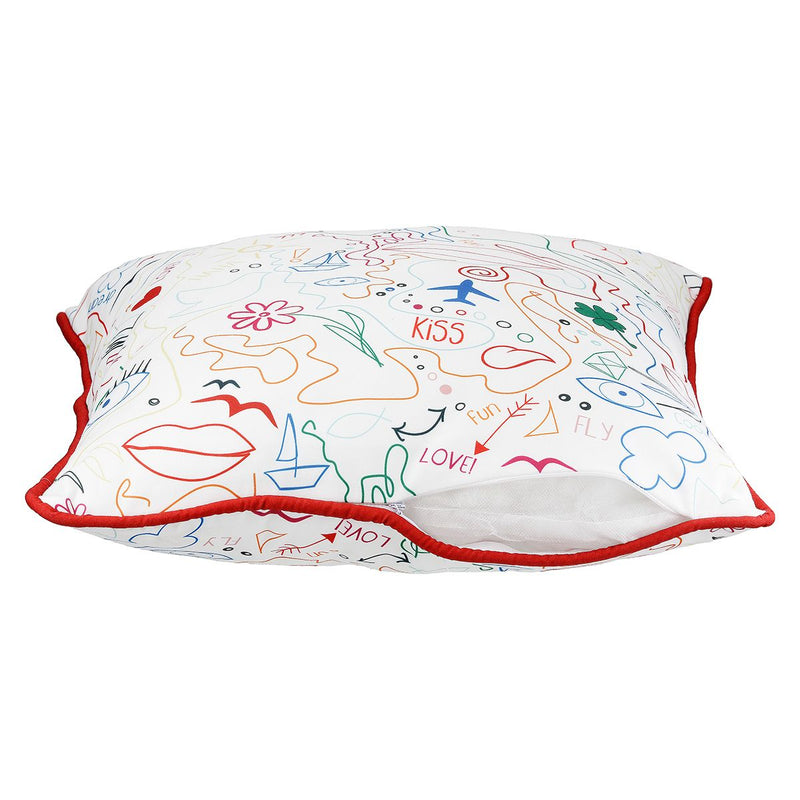 Set van 3 kussens Kleurrijke Moderne Kunst - Vierkante buitenkussens in een enkellijnig design