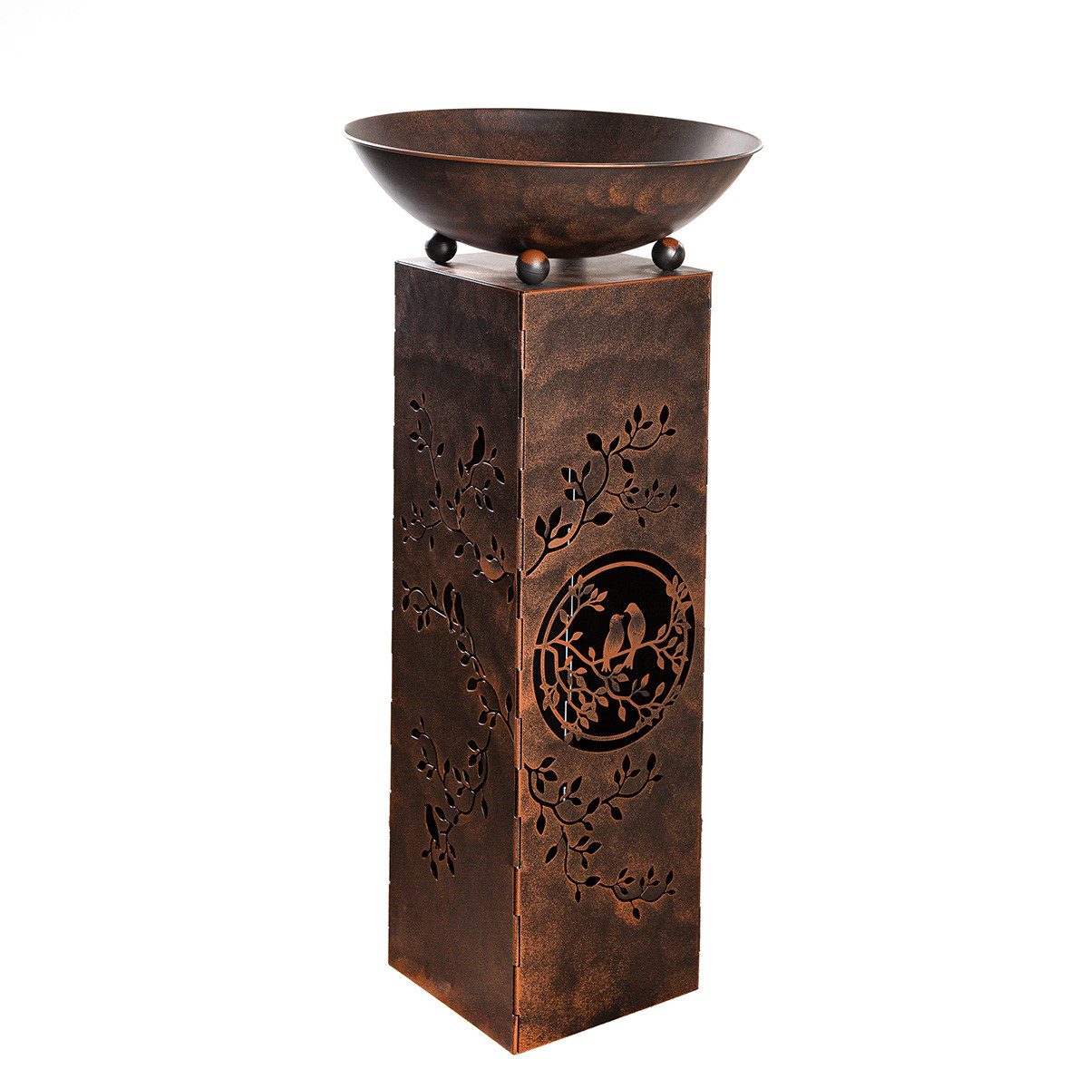 Dekoschale Metall Schalenständer Floravius Quader Braun 104cm B-WARE