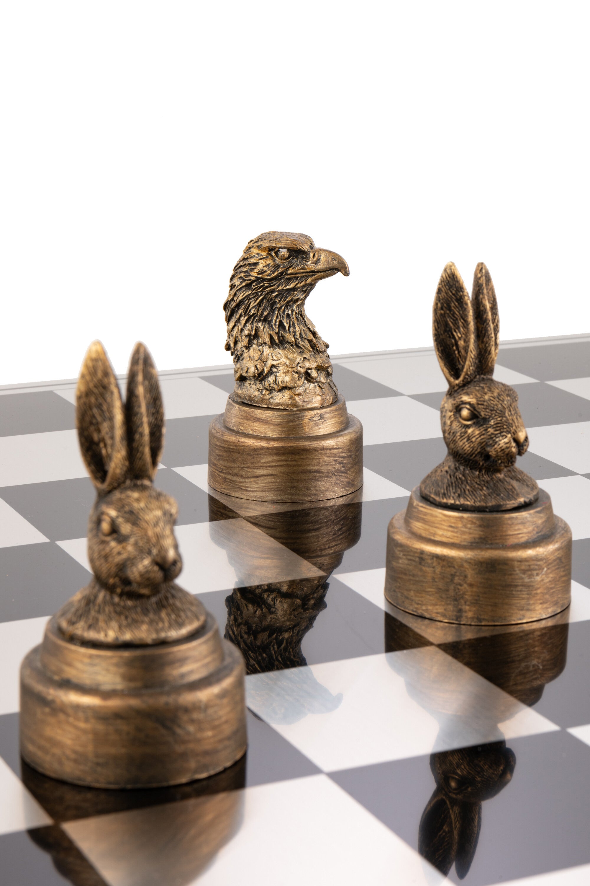 Schachset Tiere Polyresin Multicolor Deko Schachbrett 60cm