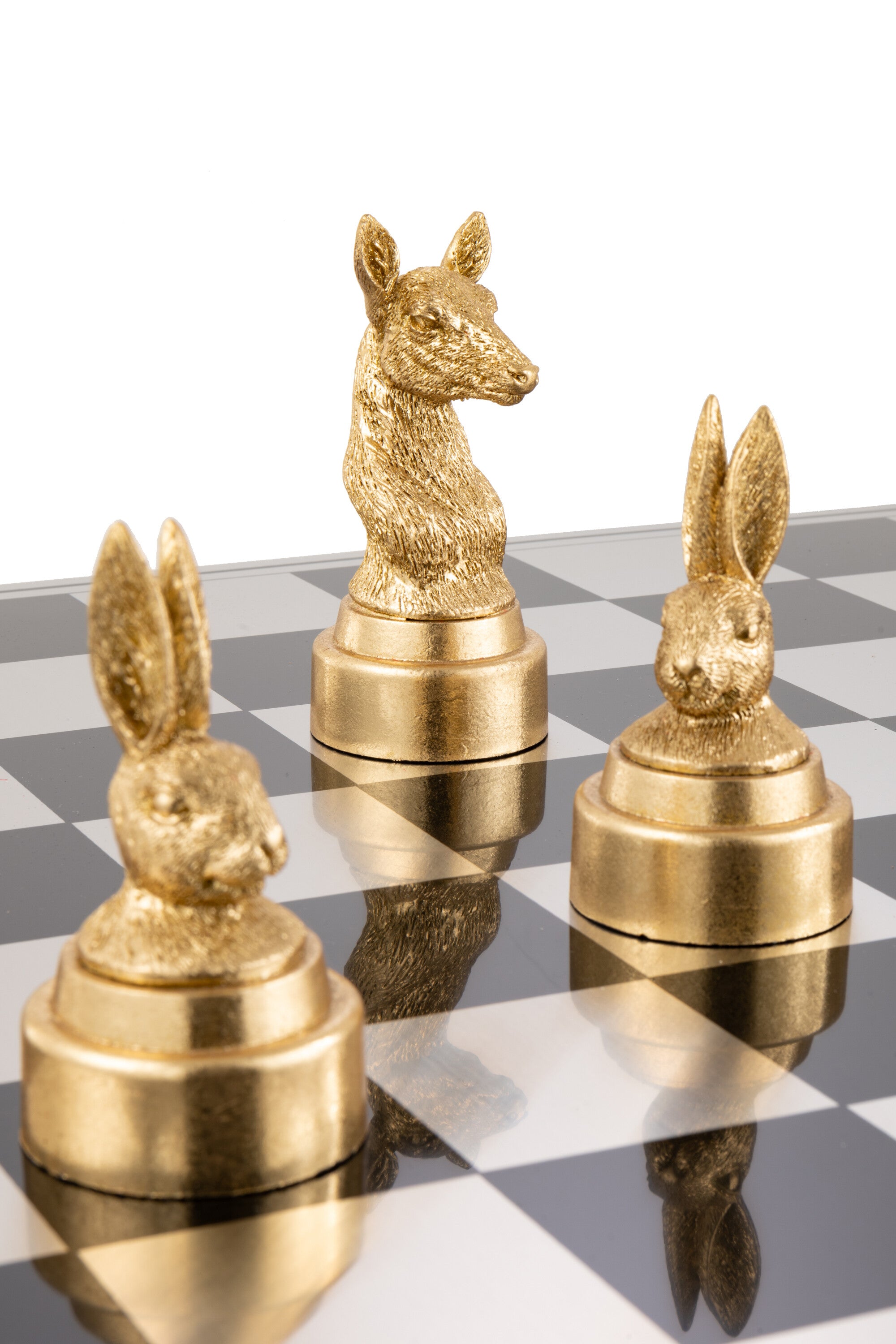 Schachset Tiere Polyresin Multicolor Deko Schachbrett 60cm