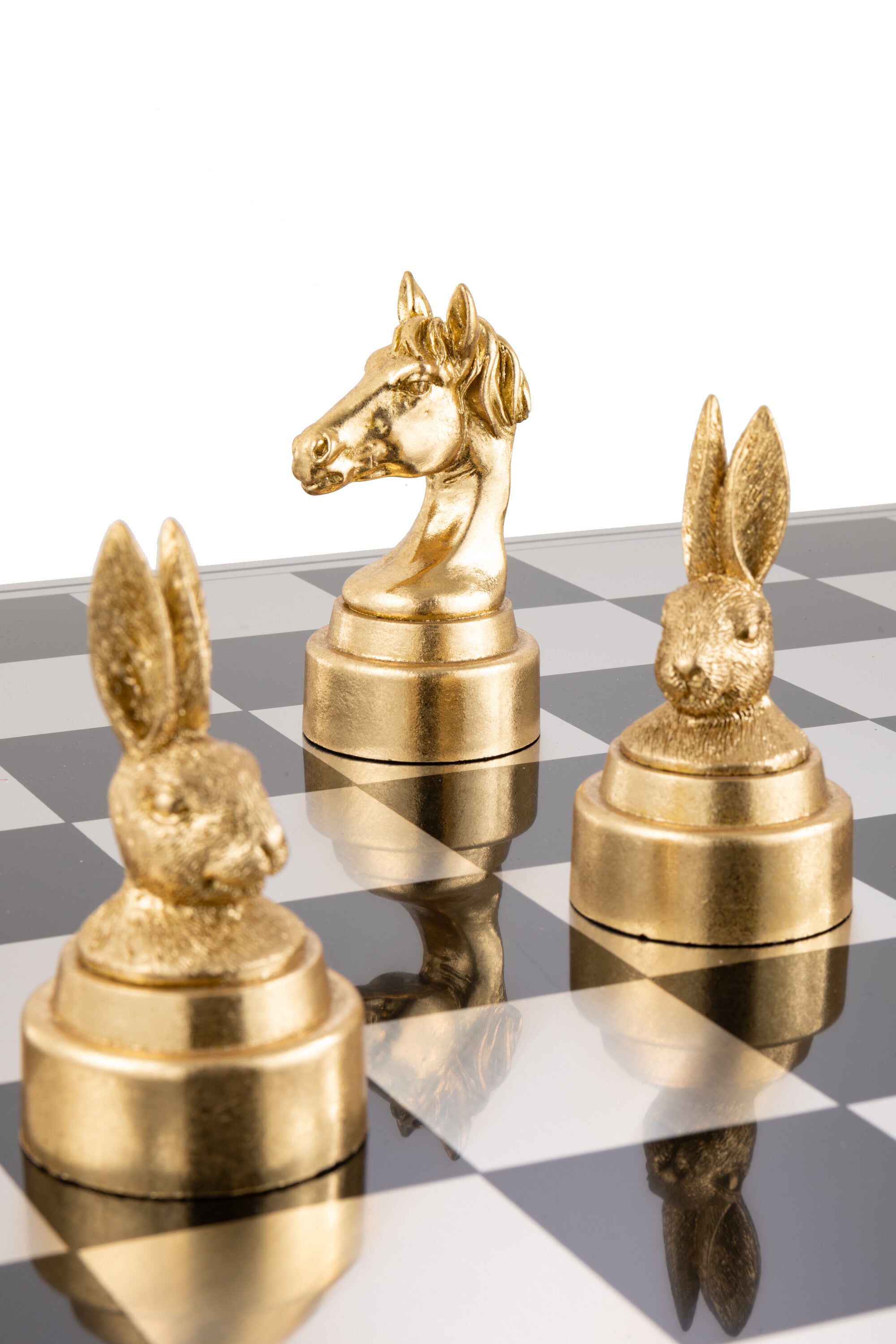 Schachset Tiere Polyresin Multicolor Deko Schachbrett 60cm