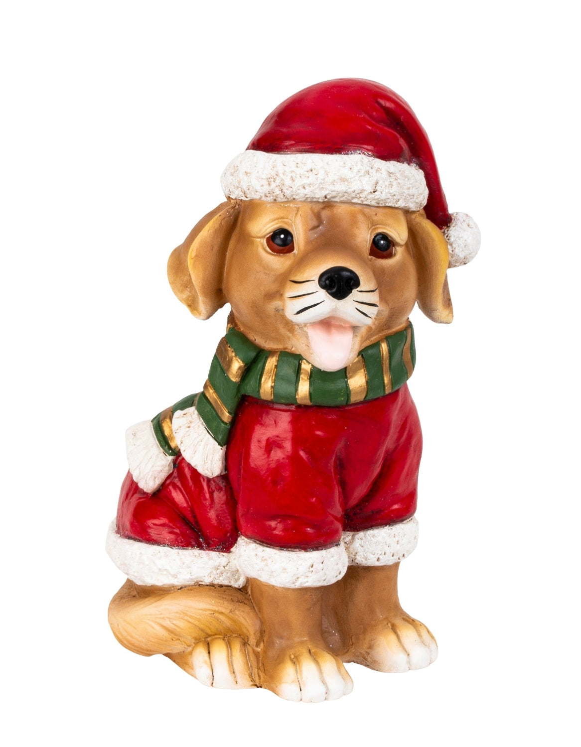 Weihnachtsfigur Hund Weihnachtsfreund mit Nikolausmütze 42 cm