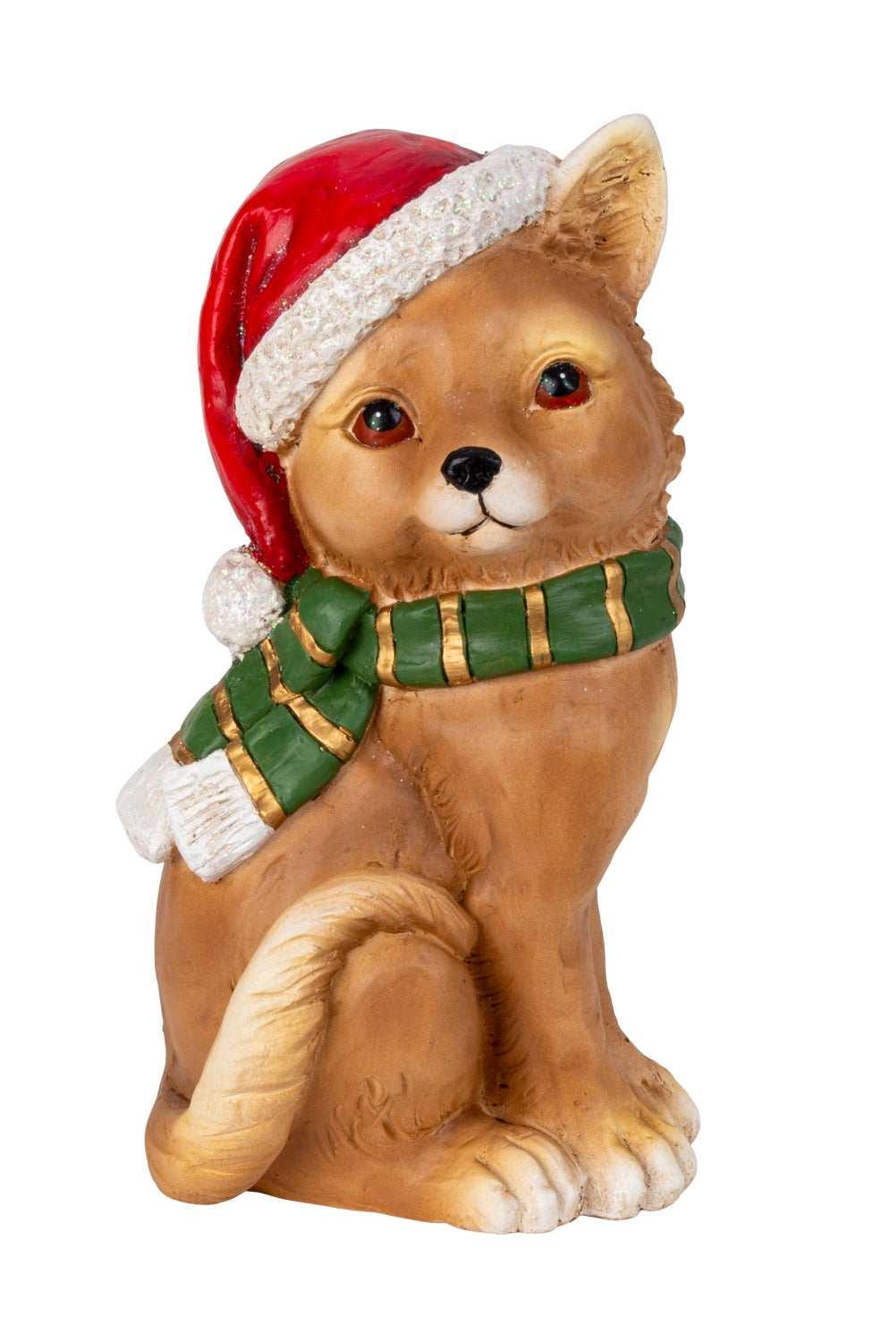 Weihnachtsfigur Katze Weihnachtszauber mit Nikolausmütze 39 cm