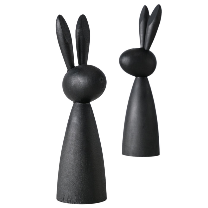 Paashaas houten figuren Lotis 2-delig. Set Zwart – Modern Design 18-22 cm