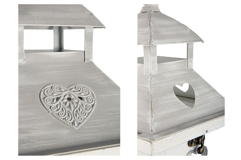 Wooden lantern Cuoris set of 2 in antique white/gray - perfect decoration for a cozy home