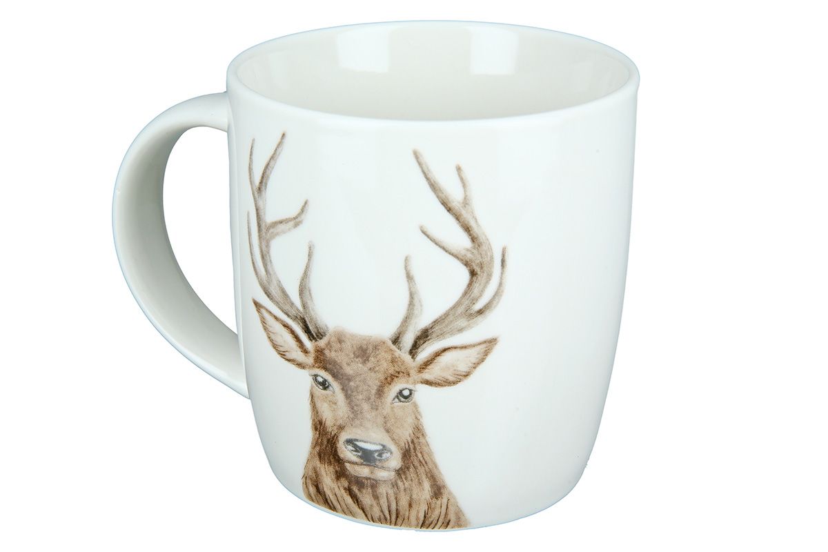 Set van 6 porseleinen kopjes 'Deer Head' - elegant design voor stijlvolle genietmomenten