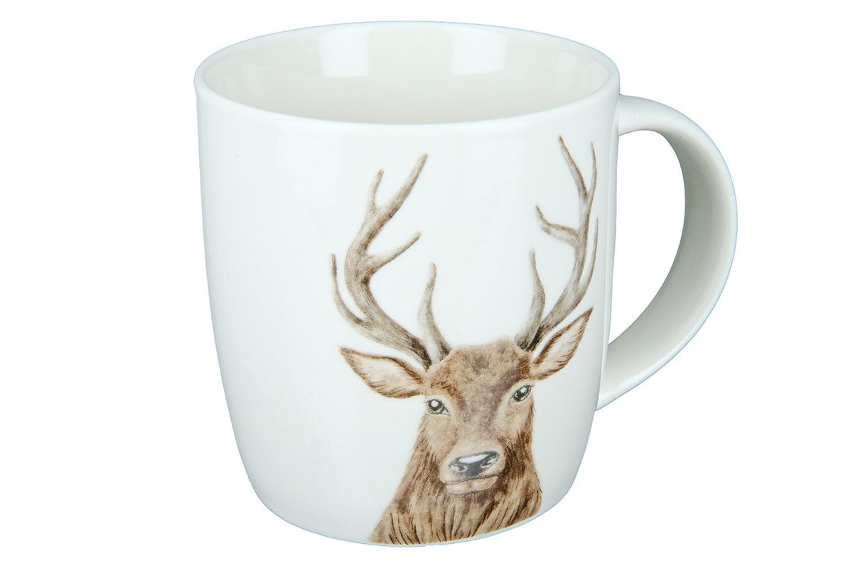 Set van 6 porseleinen kopjes 'Deer Head' - elegant design voor stijlvolle genietmomenten
