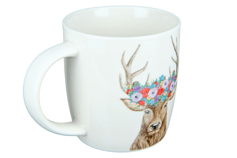 Set of 6 porcelain cups 'Deer with floral wreath' - elegant tea and coffee moments inspired by nature