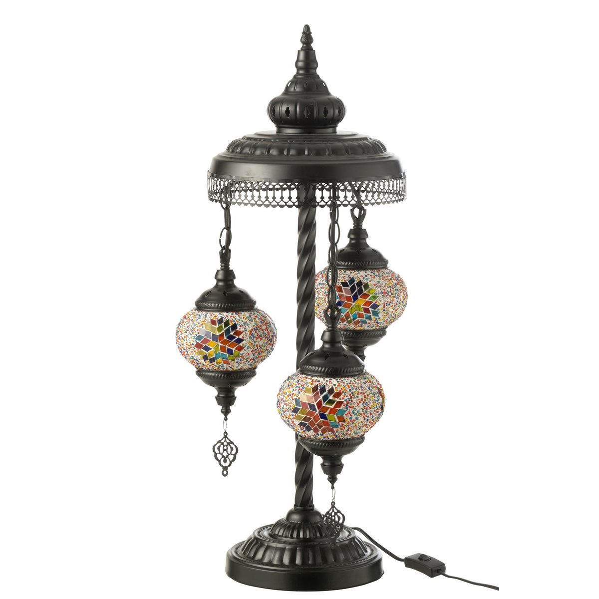 Oriental table lamp with mosaic – 3-light in orange
