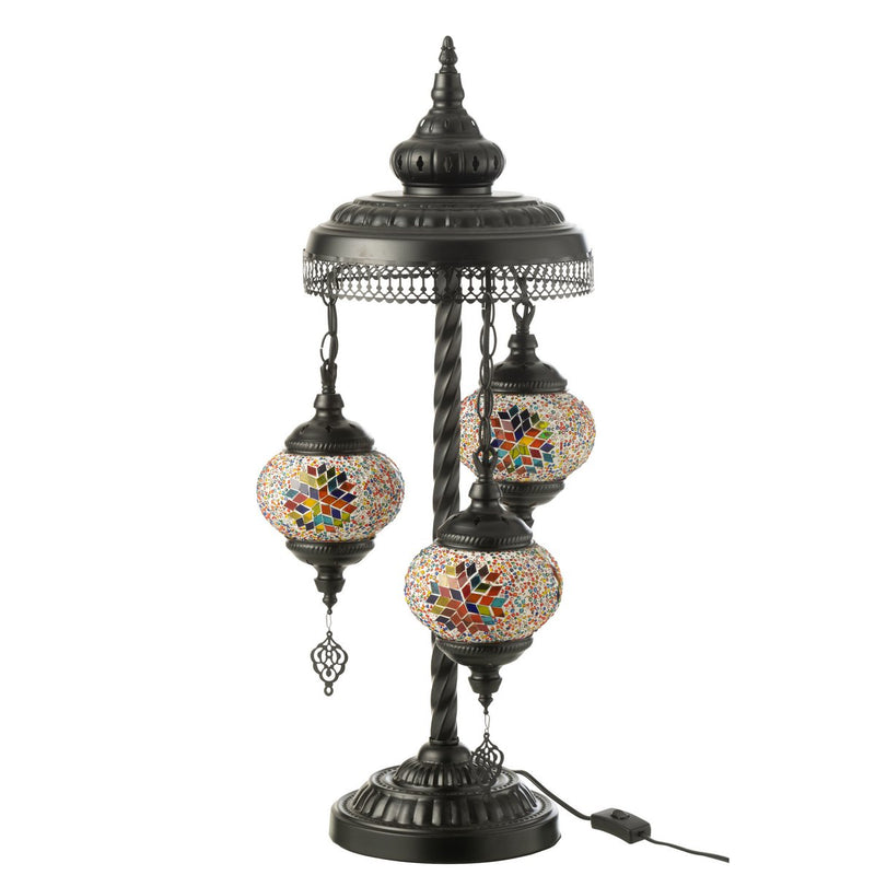 Orientalische Tischlampe mit Mosaik – 3-flammig in Orange