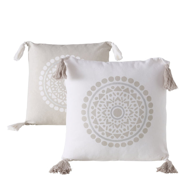 Set of 2 cushions 'Estany' - geometric design with ethnic flair