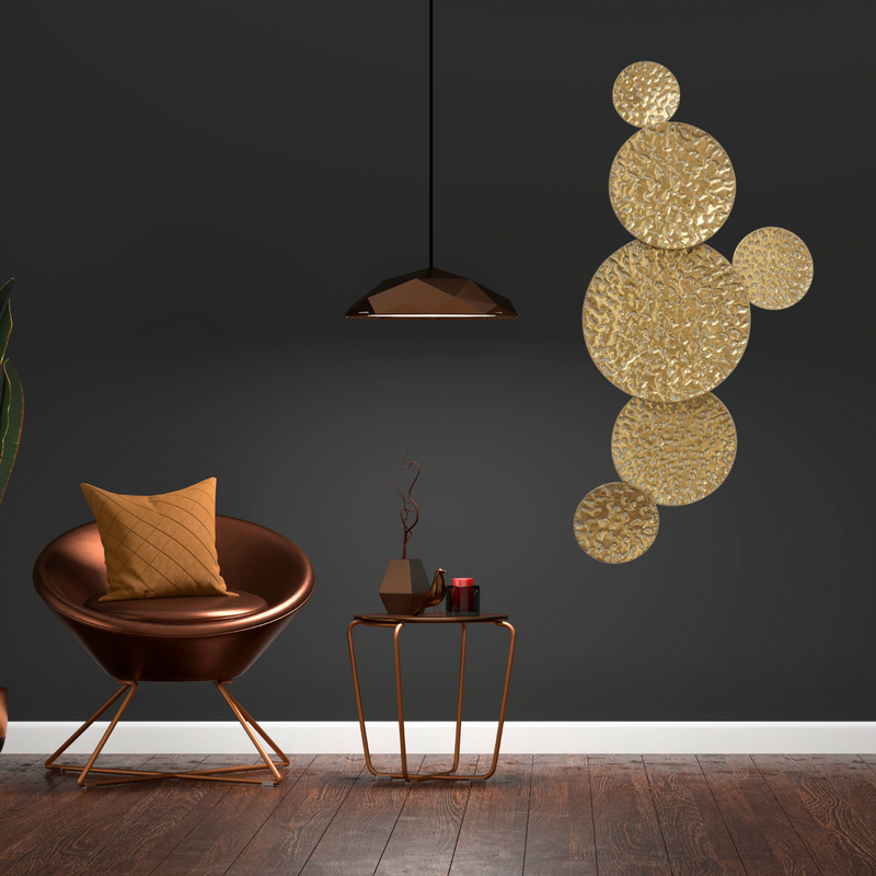 Metalen wandobject "Citala" in antiek goud - abstracte elegantie