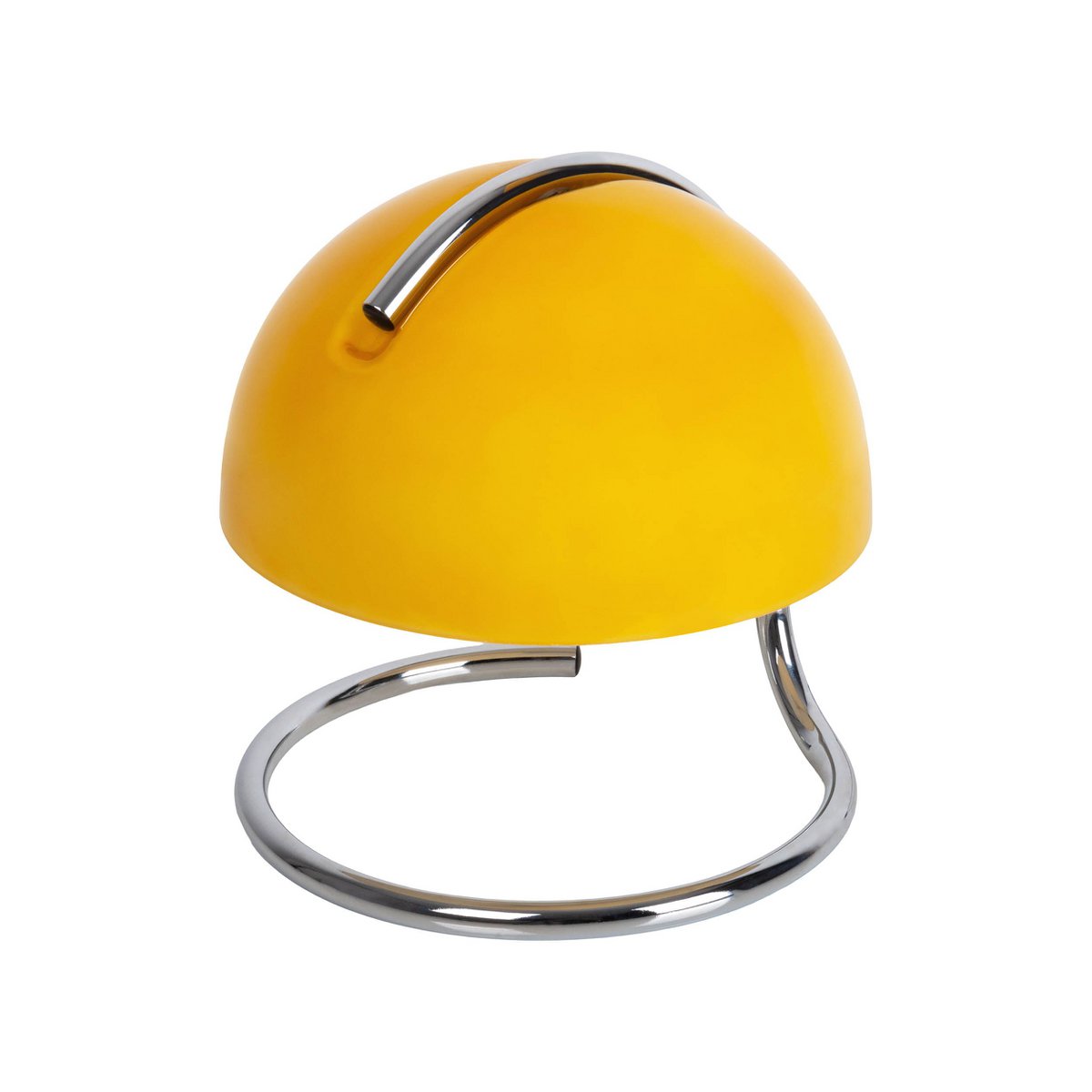 Tischleuchte "BURANO" gelb, ca. 25 cm hoch, Ø 23,5 cm, aus chromfarbenem Metall und gelbem Glas, E27.