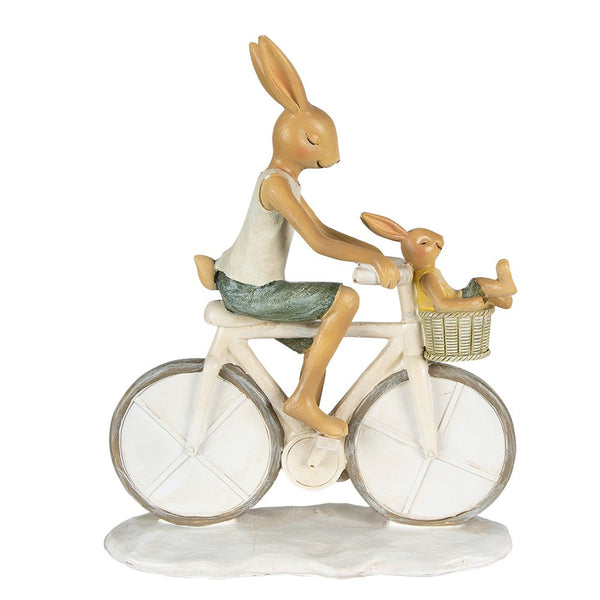 Sculpture Rabbit Mother with Child Cycling