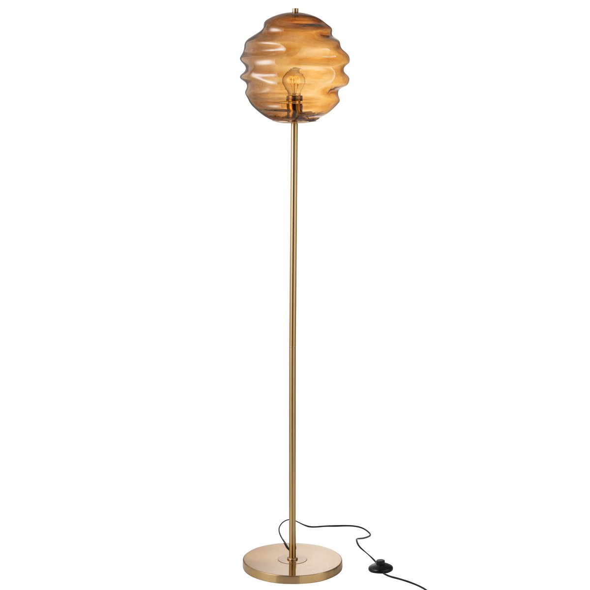 Honingraat vloerlamp van glas in bruin
