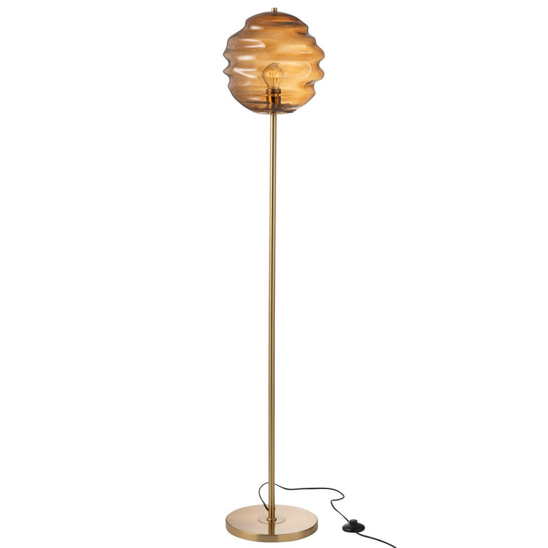 Honeycomb floor lamp made of glass in brown