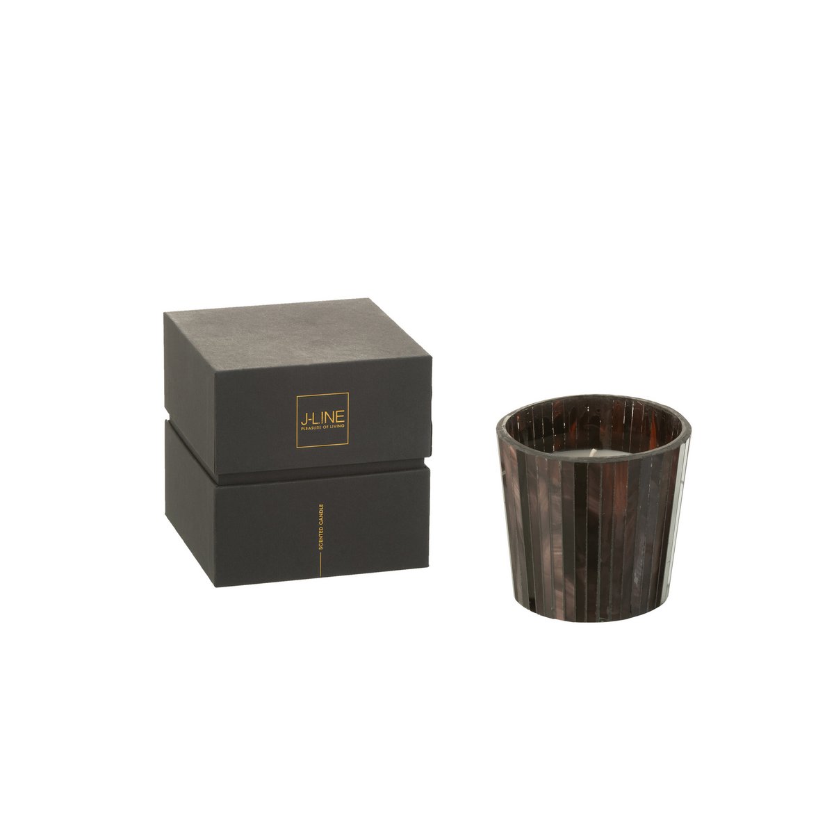 J-Line Duftkerze Noa – Woody Aurora – Glas – Braun – klein – 35U