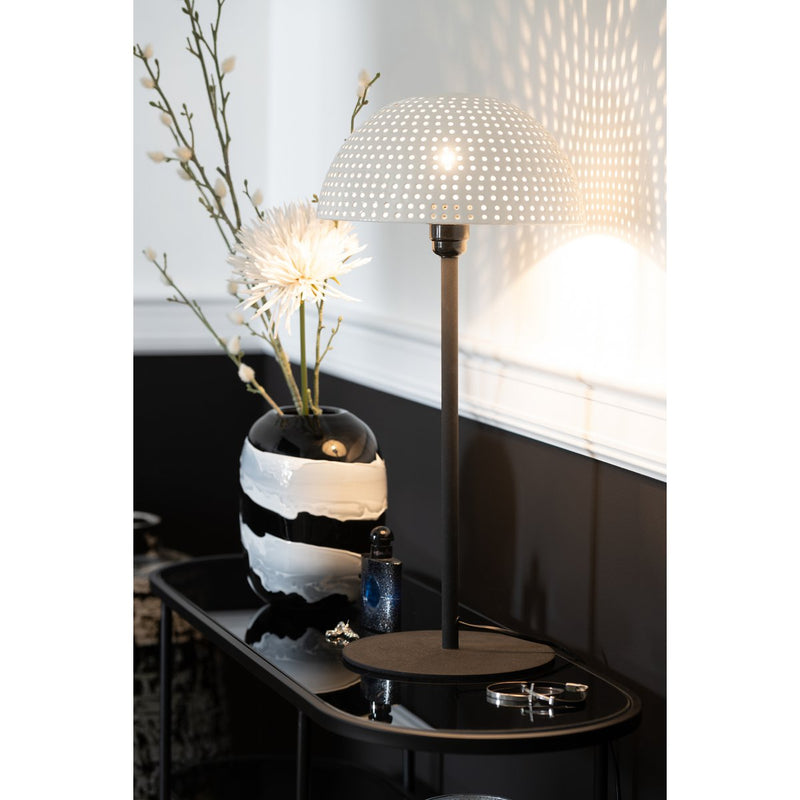 Tischlampe Pilzform Metall Schwarz Weiß 59cm 25W