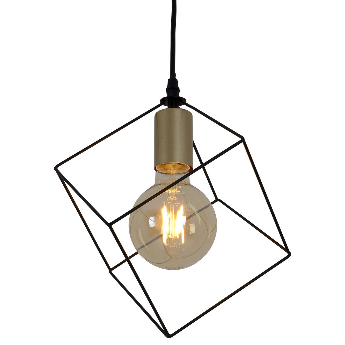 Pendelleuchte "CANTO", Hängelampe in Metall schwarz und Gold, E27-Fassung, für Esszimmer, Wohnzimmer, Diele oder Büro, 26 x 26 cm