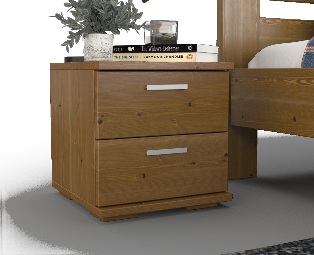 Nobis Kiefer Massivholz Nachttisch Nachtschrank | 2-Schubladen | 100% Bio Kiefer