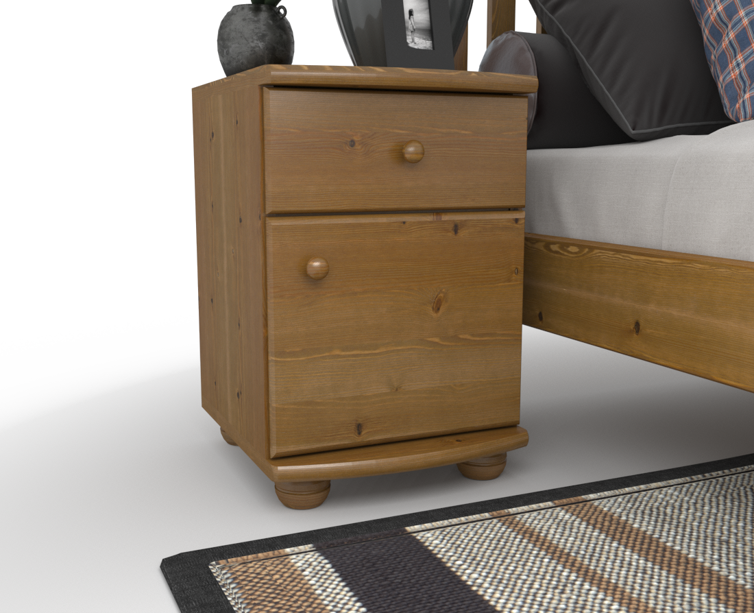Claudia Kiefer Massivholz Nachttisch Nachtschrank | 1-Schublade 1-Türig | 100% Bio Kiefer