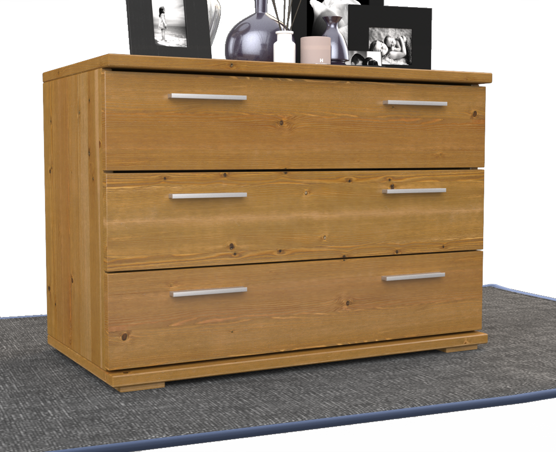 Nobis Kommode Sideboard | 3 große Schubladen | 57cm hoch | 100% Bio Kiefer Massivholz