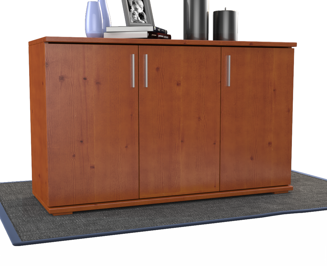 Nobis Kommode Sideboard | Anrichte | 3-Türig mit Regalböden | 100% Bio Kiefer Massivholz