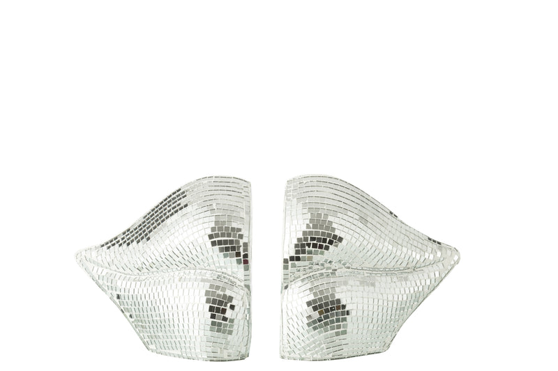 Bücherstützen Lips 2er Set Silber Spiegel Mosaik Disco Resin 13,5 cm